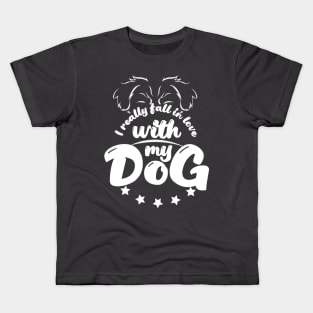 I really fall in love with my dog Kids T-Shirt